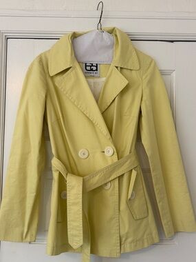 Yellow Double-Breasted Belted Trench Coat